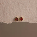 Rhombus Garnet Flatback Studs Silver 18K Gold Plated