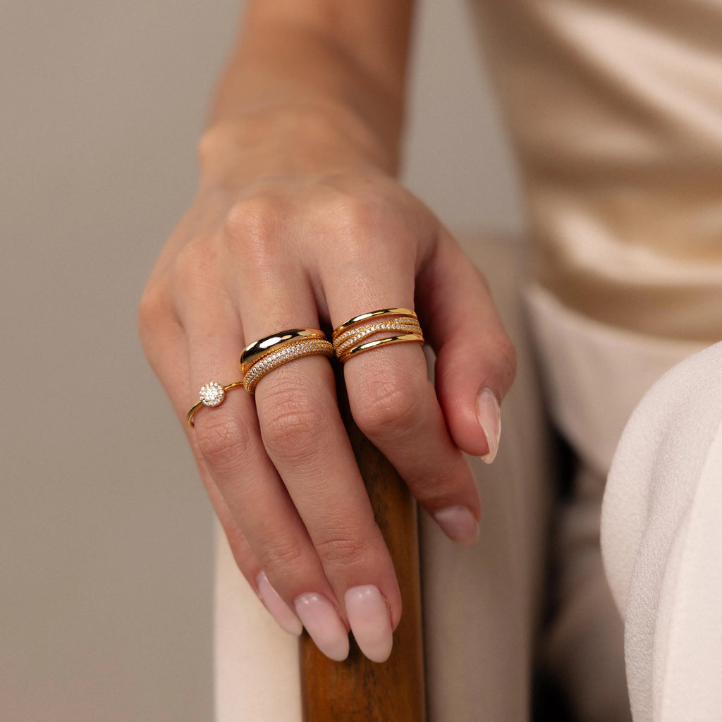 Skinny Pave Stacking Ring  Silver 18K Gold Plated