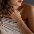Interlocking Circles Necklace and Bracelet Set Silver 18K Gold Plated