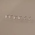 Diamond Bezel Flatback Studs Set Silver 18K Gold Plated