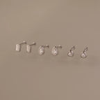 Diamond Bezel Flatback Studs Set Silver 18K Gold Plated
