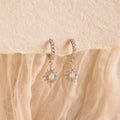 Pave Diamond Opal Star Huggies Silver 18K Gold Plated
