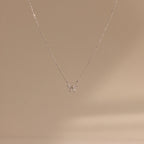 Diamond Bow Necklace  Silver 18K Gold Plated
