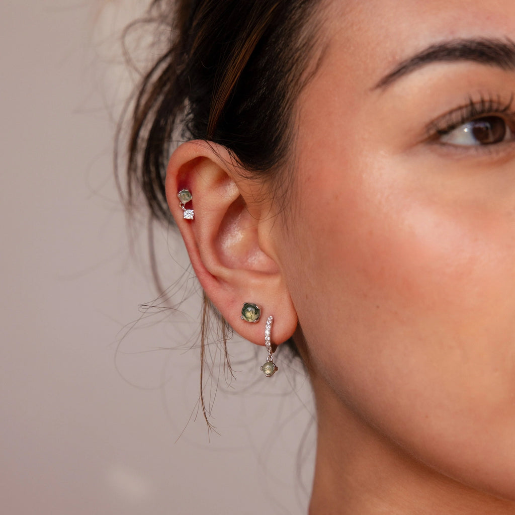 Agate Earrings Set Silver 18K Gold Plated