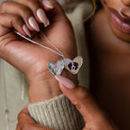Organic Heart Locket Necklace Silver 18K Gold Plated