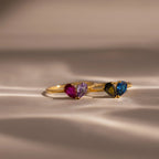 Toi et Moi Teardrop Heart Ring Silver 18K Gold Plated