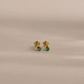 Teardrop Emerald Flatback Studs  Silver 18K Gold Plated