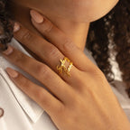 Grace Duo Name Ring Silver 18K Gold Plated