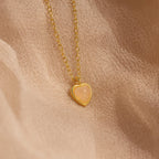 Rose Quartz Heart Charm Necklace Silver 18K Gold Plated