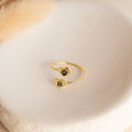 Paw Print Duo Heart Ring Silver 18K Gold Plated