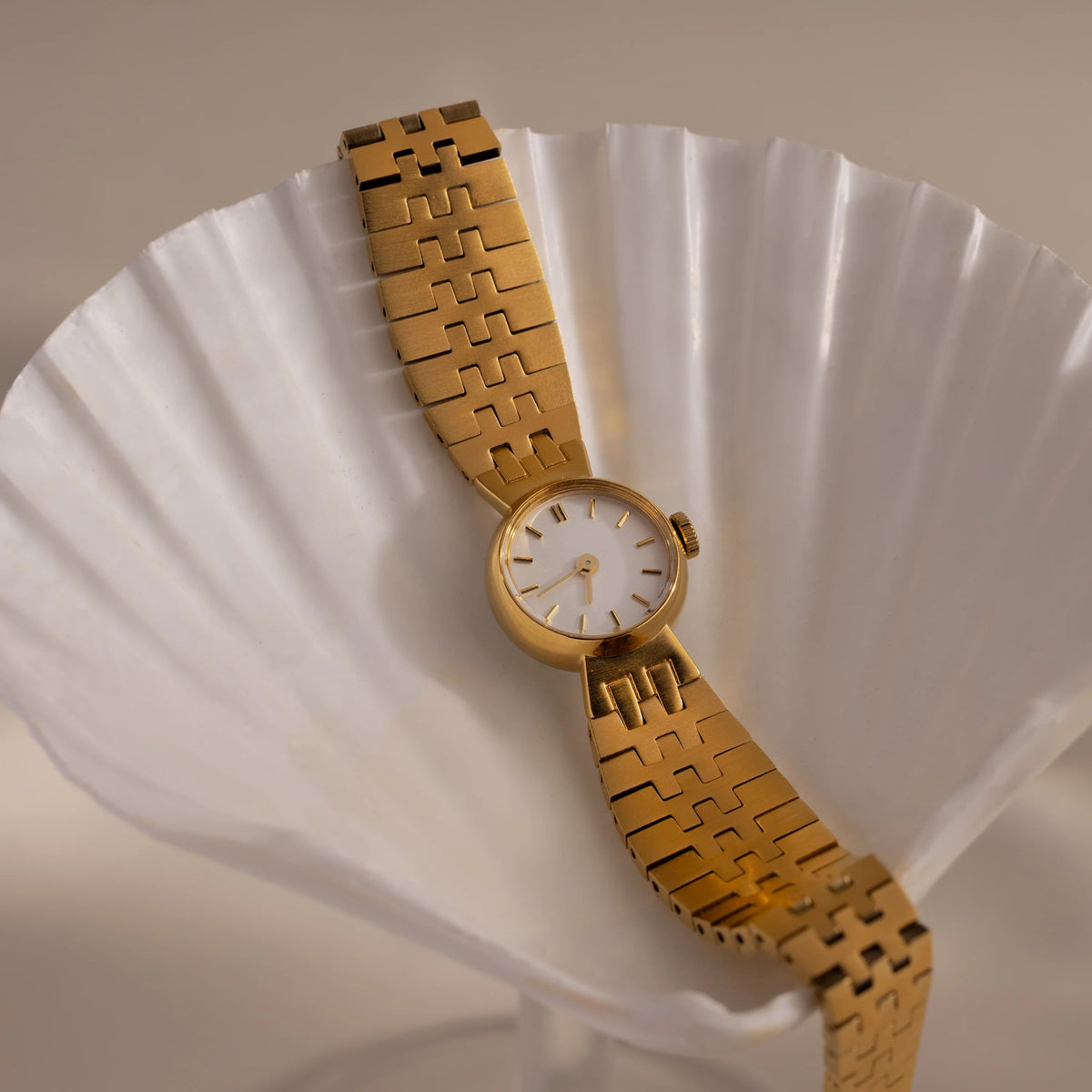 Brick Link Timepiece Silver 18K Gold Plated