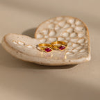 Rhombus Ruby Huggies  Silver 18K Gold Plated
