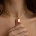 Tiny Initial Tag Necklace Silver 18K Gold Plated