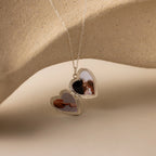 Handwriting Heart Locket Necklace Silver 18K Gold Plated