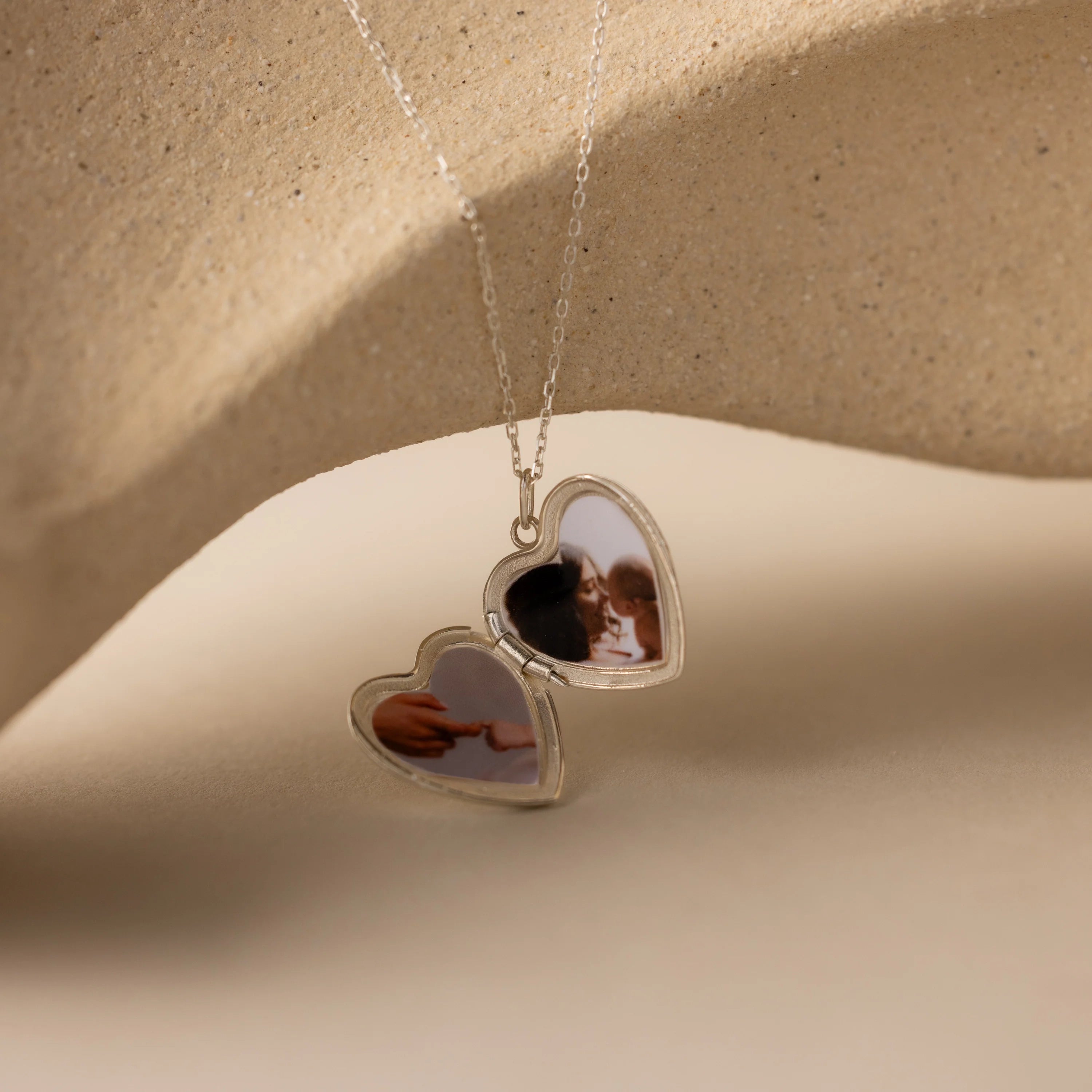 Handwriting Heart Locket Necklace Silver 18K Gold Plated