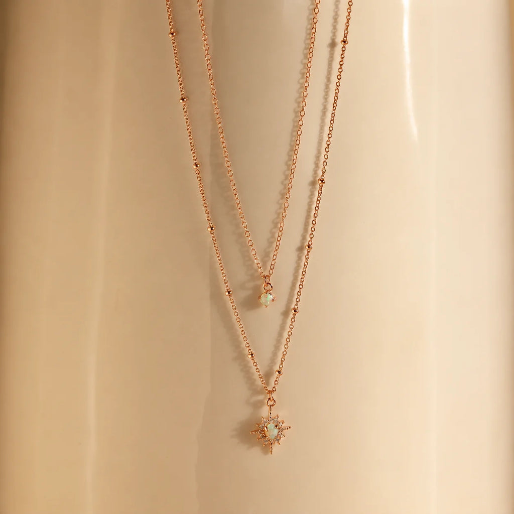 Opal Star Duo Necklace
