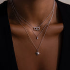 Sun & Moon Eternity Necklace Silver 18K Gold Plated
