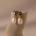 Midnight Pearl Drop Earrings Silver 18K Gold Plated