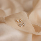 Pearl Cluster Drop Studs Silver 18K Gold Plated