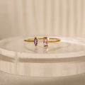 Duo Marquise Baguette Ring Silver 18K Gold Plated