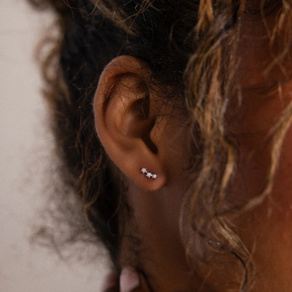 Stella Triple Star Studs Silver 18K Gold Plated