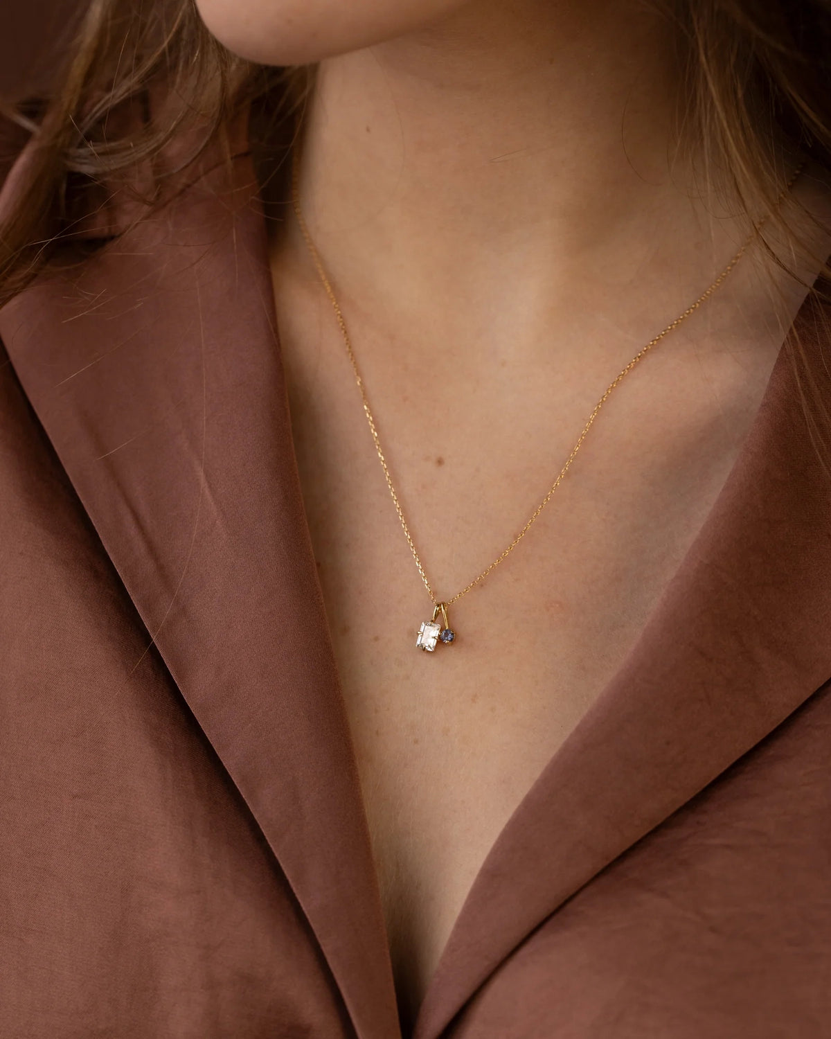Solid Gold Toi et Moi Necklace