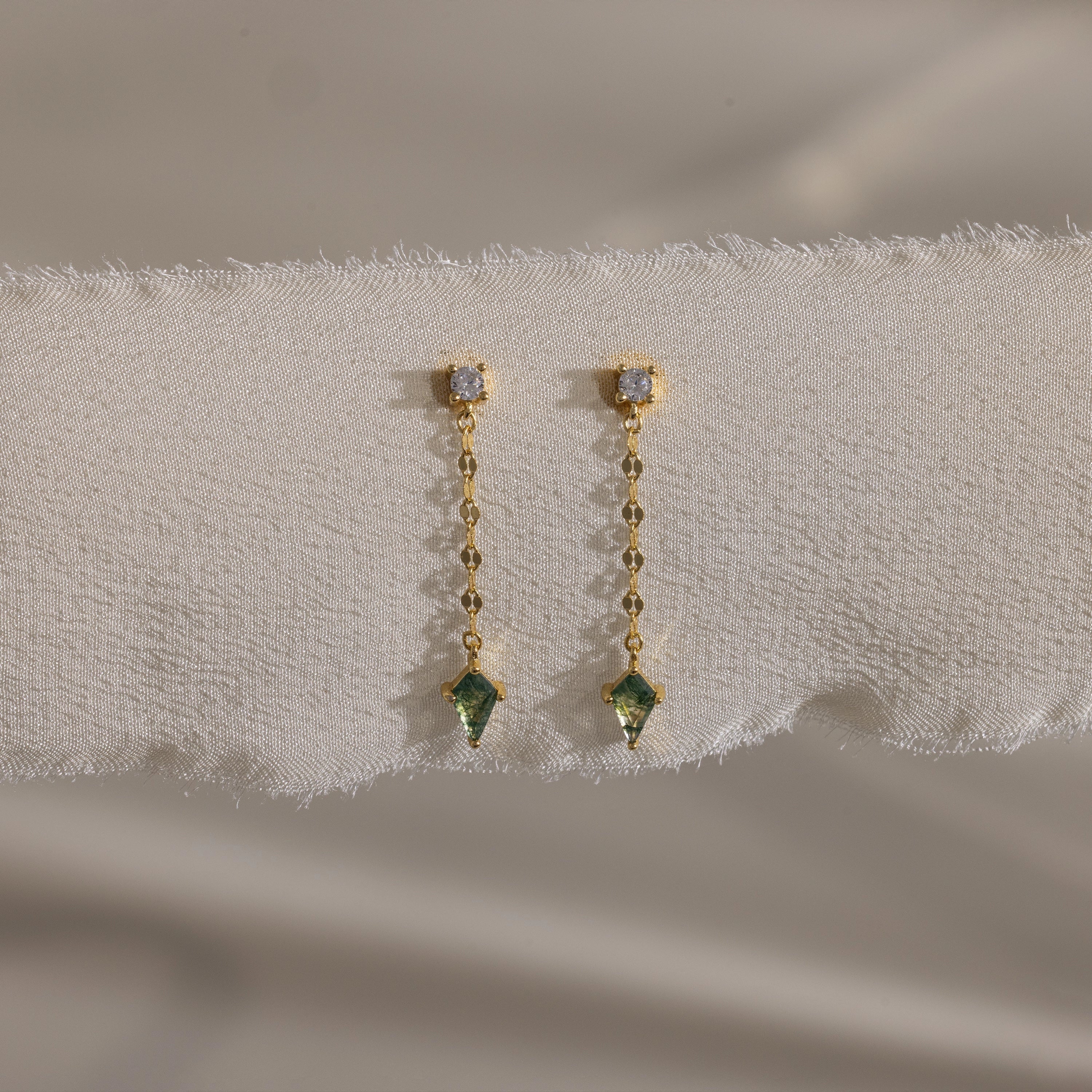 Agate Diamond Dangle Earrings Silver 18K Gold Plated