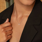 Hexagonal Diamond Charm Necklace Silver 18K Gold Plated