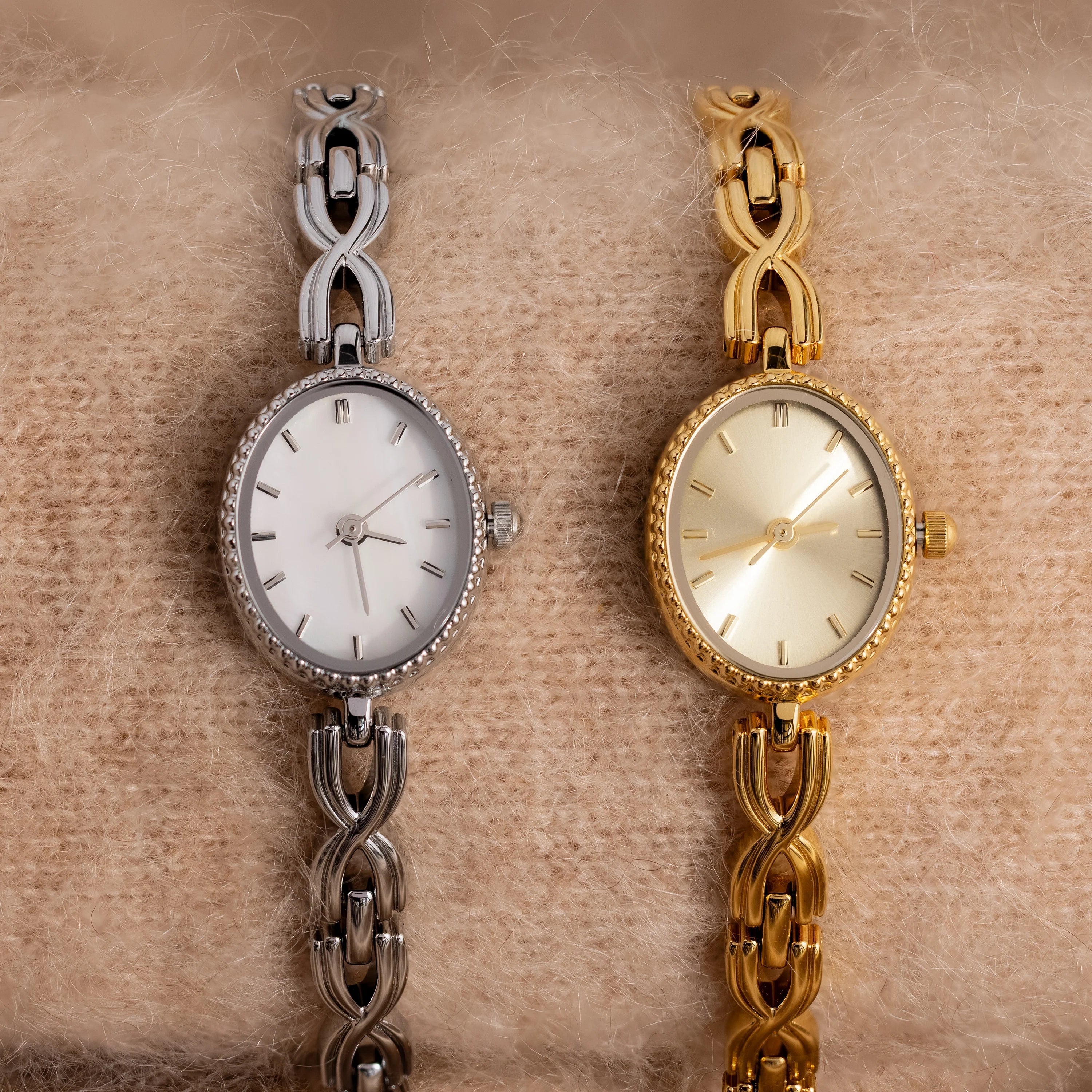 Oval Infinity Link Timepiece Silver 18K Gold Plated