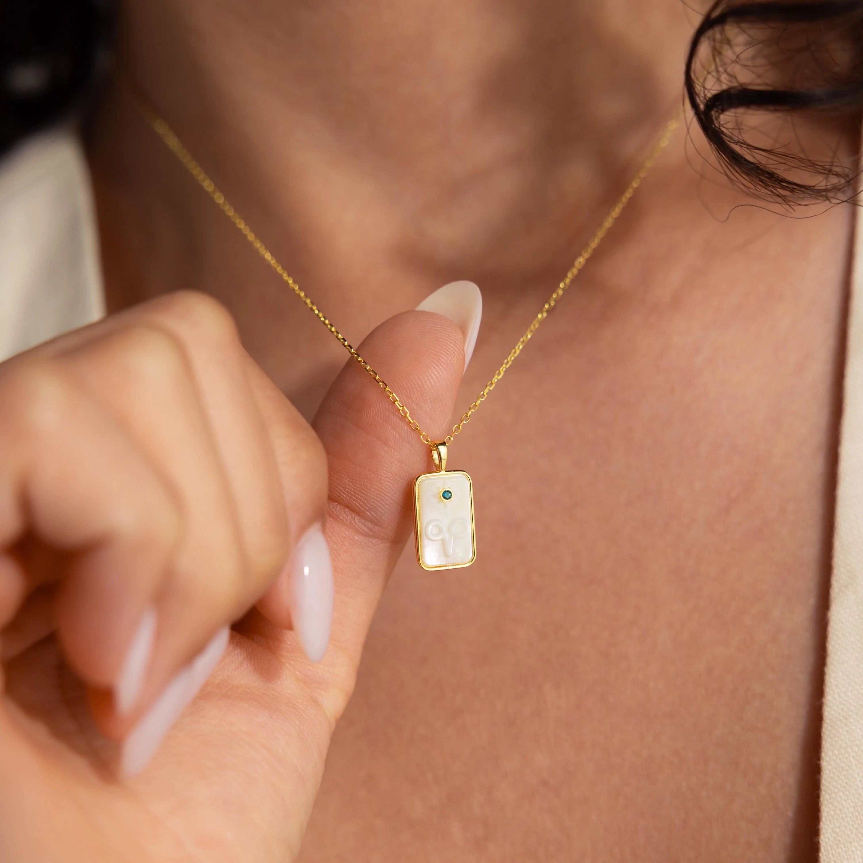 Pearl Zodiac Birthstone Necklace Silver 18K Gold Plated