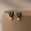 Abalone Abalone Heart Studs Silver 18K Gold Plated