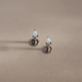 Opal Teardrop Flatback Studs in Silver
