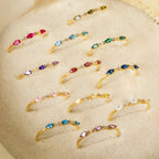 Triple Marquise Birthstone Ring Silver 18K Gold Plated