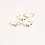Cluster Birthstone Ring Silver 18K Gold Plated