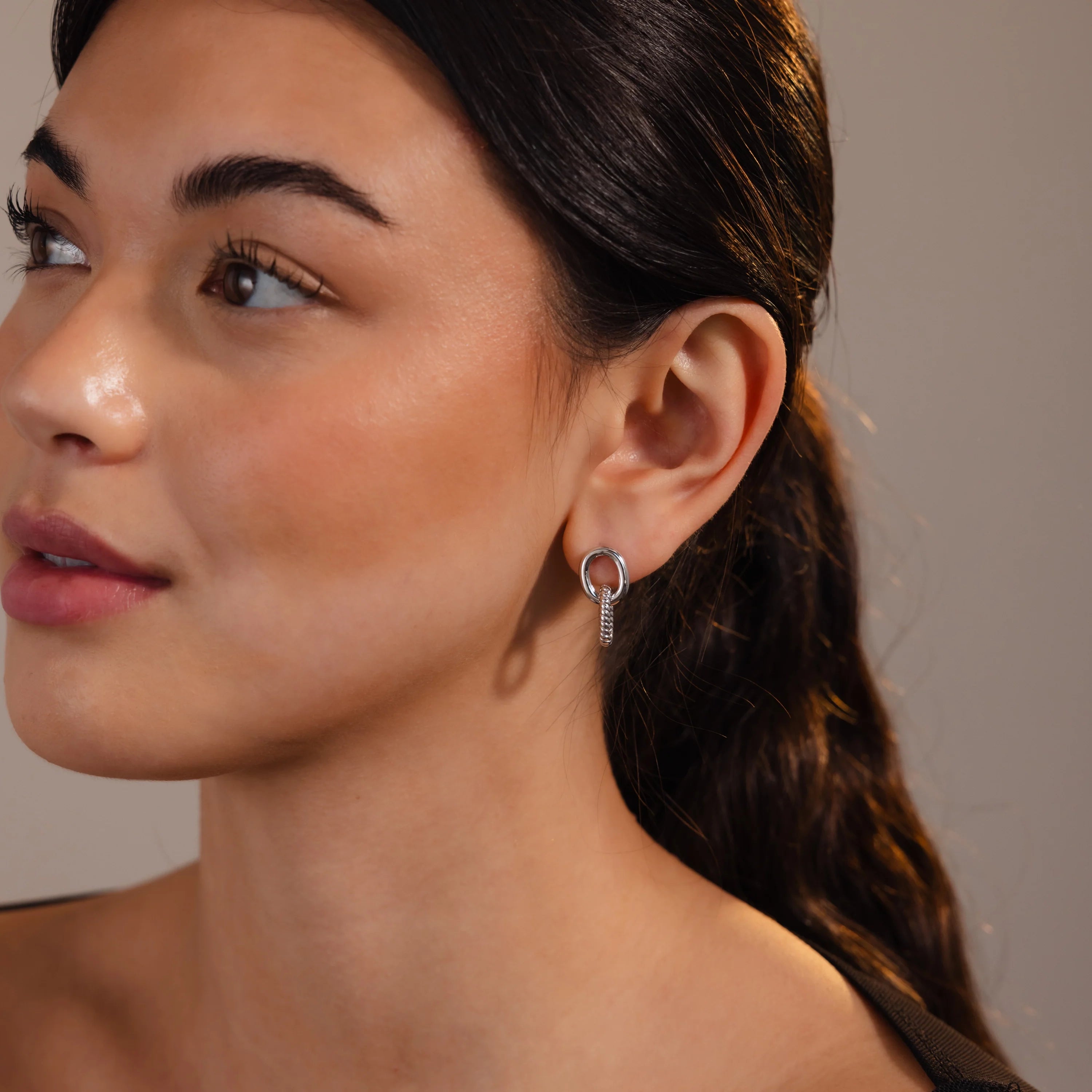 Twisted Link Earrings Silver 18K Gold Plated