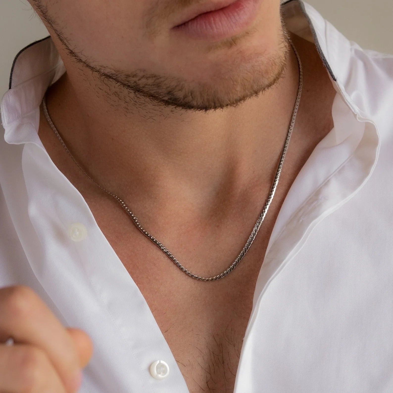 Men's Snake Chain Necklace Silver 18K Gold Plated