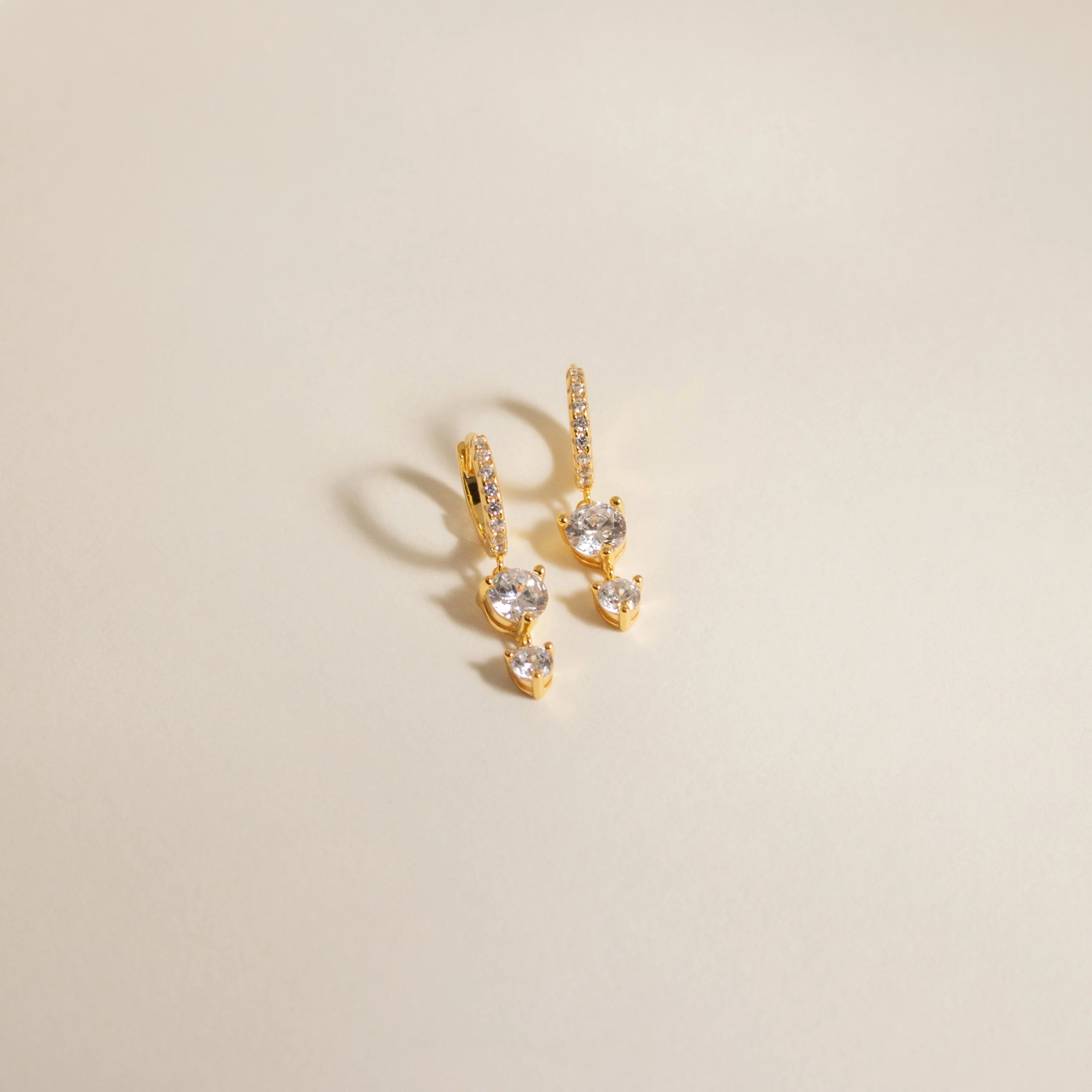 Diamond Pave Drop Huggies Silver 18K Gold Plated