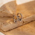 Diamond Pave Sun Charm Huggies Silver 18K Gold Plated