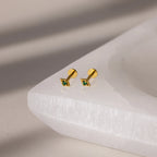 Geometric Emerald Flat Back Studs Silver 18K Gold Plated