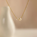 Dainty Duo Pearl Necklace Silver 18K Gold Plated
