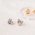 Heart Charm Knot Studs Silver 18K Gold Plated