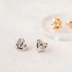 Heart Charm Knot Studs Silver 18K Gold Plated