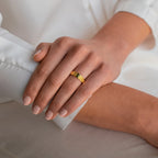 Olive Peridot Signet Ring Silver 18K Gold Plated