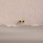 Emerald Flatback Studs Silver 18K Gold Plated