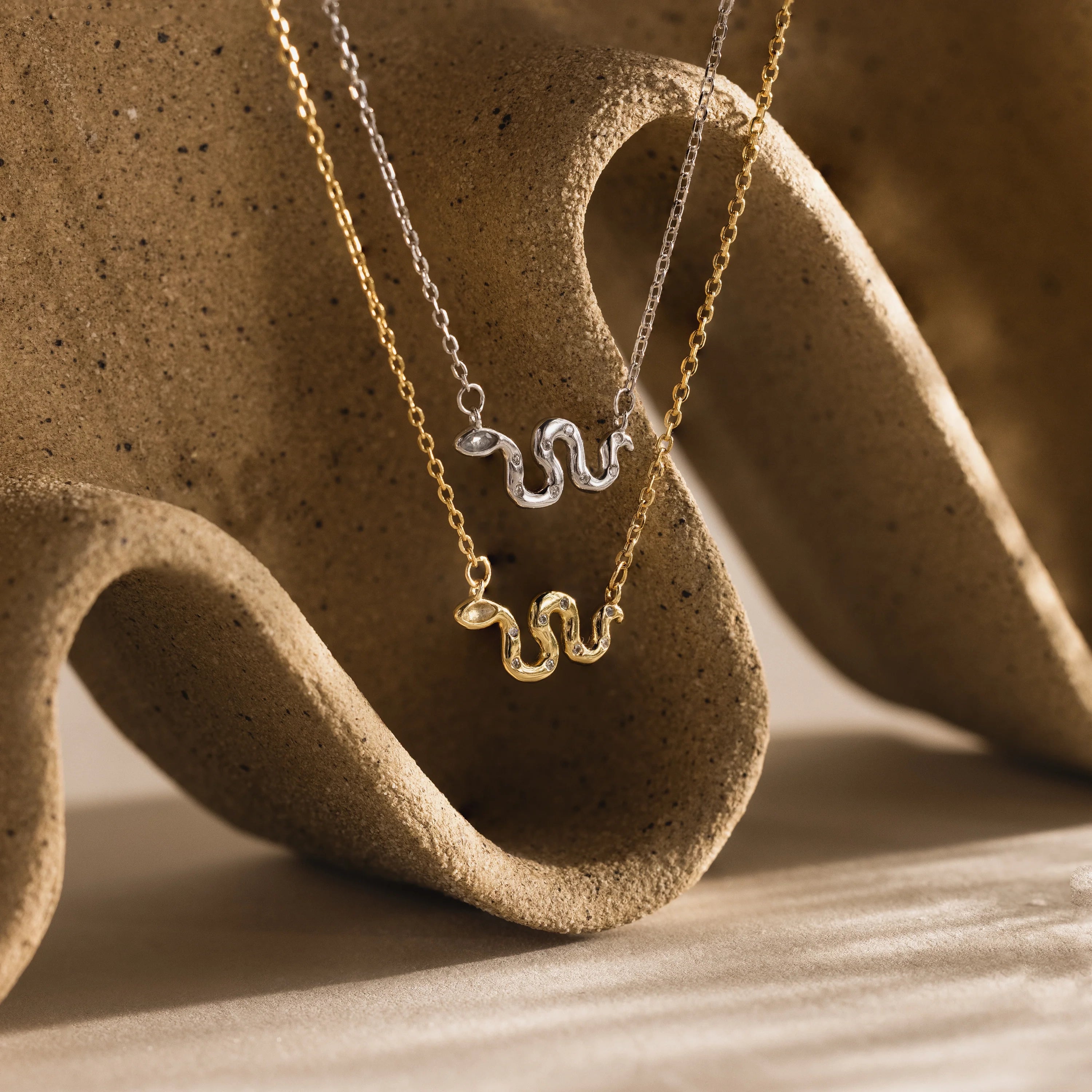 Diamond Viper Necklace Silver 18K Gold Plated