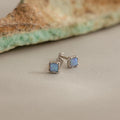 Blue Opal Prism Flatback Studs Silver 18K Gold Plated