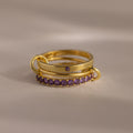 Eternity Band Triple Linked Amethyst Ring Set Silver 18K Gold Plated