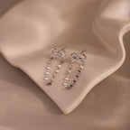 Diamond Bow Chain Studs Silver 18K Gold Plated