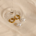 Baroque Pearl Drop Hoop Earrings