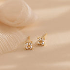 Pearl Ivy Flower Studs Silver 18K Gold Plated